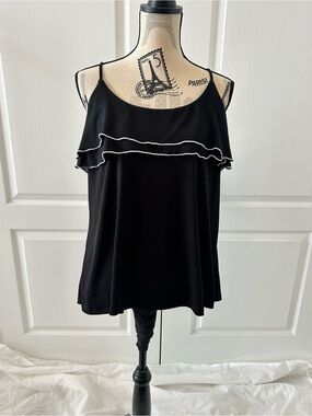 Ricki's Black Spaghetti-Strap Ruffle Trim Camisole